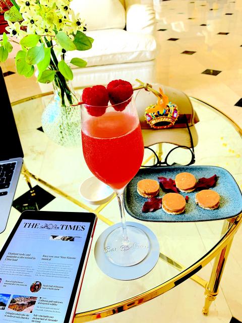 A Raspberry Cocktail with Foie Gras canapes