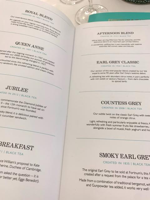 A brief extract from the 30 page Tea Menu