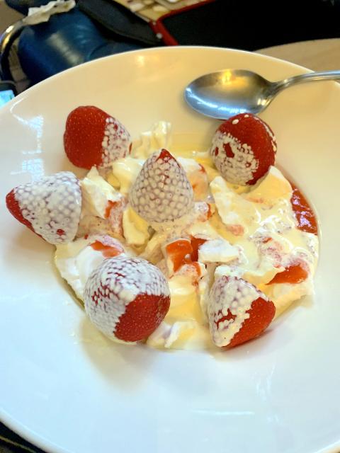 Watching Wimbledon; eating Eton Mess!