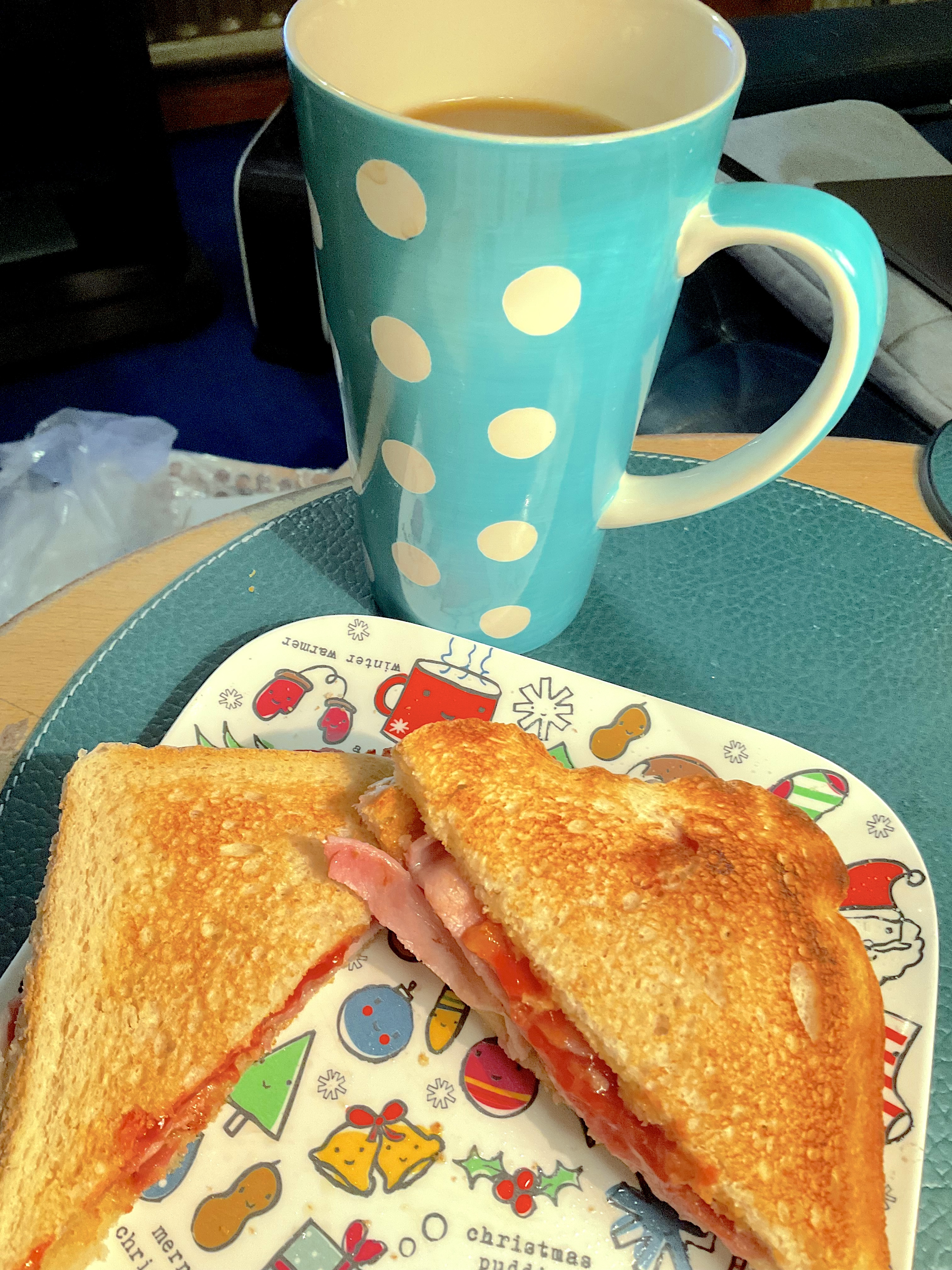 A toasted bacon sandwich