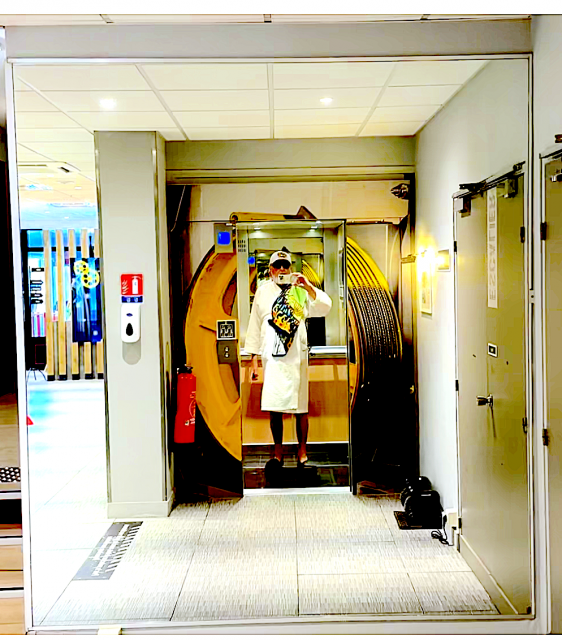 A Swimmer in an Elevator